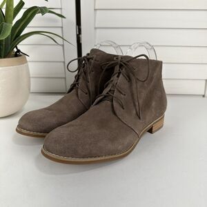 Blondo Rayann Brown Suede Ankle Boots Waterproof Lace Up Block Heel Size‎ 7.5 M